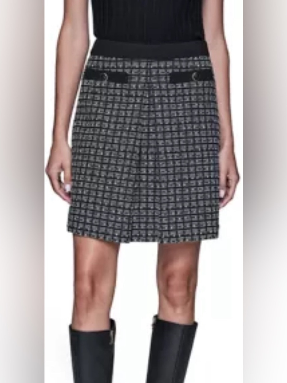Karl Lagerfeld Black & White Tweed Mini Skirt Women’s Size 12